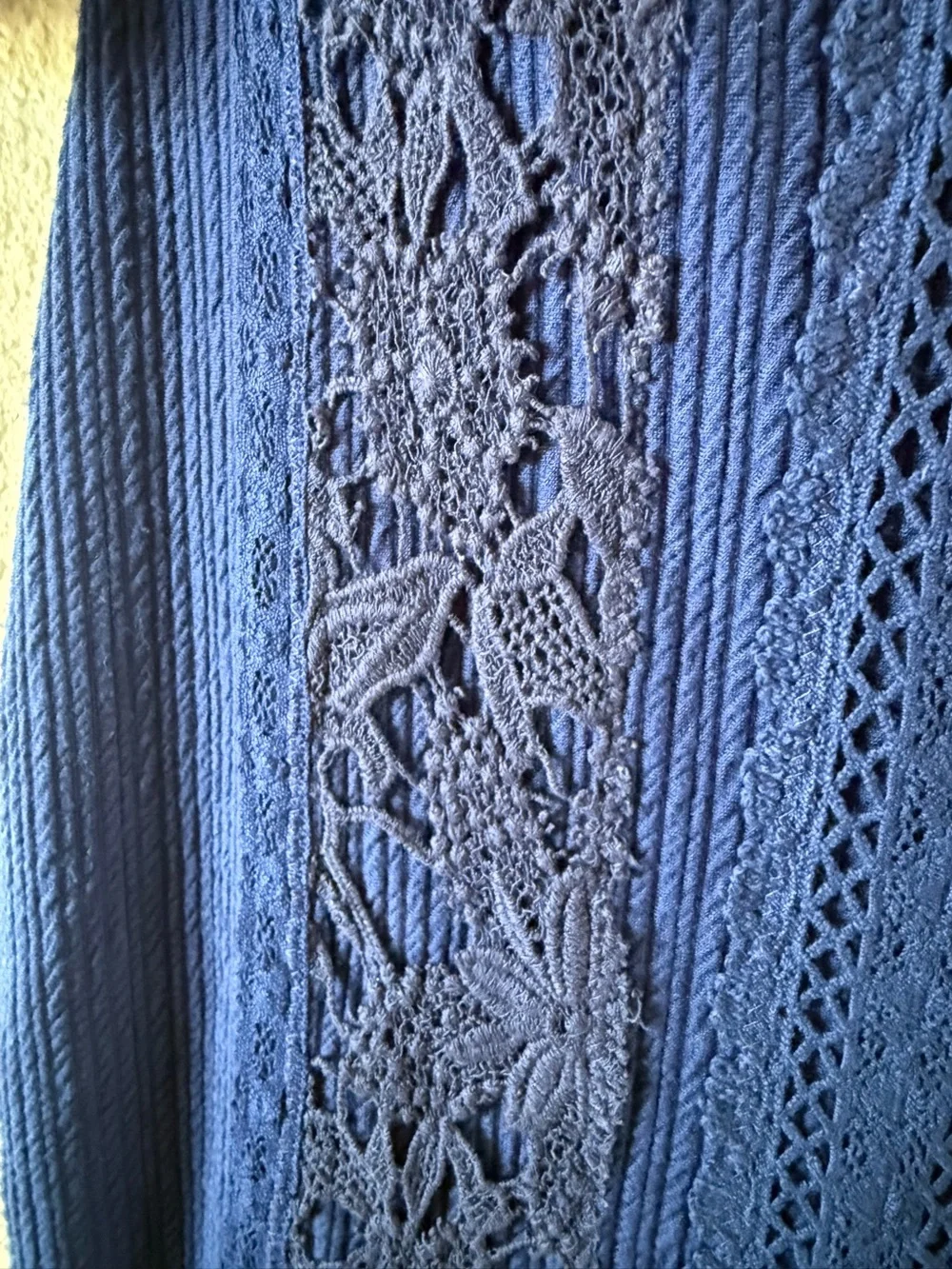 Free People Royal Blue Rib Knit Mini Dress Small Petite 3/4 Sleeve Back Cutout